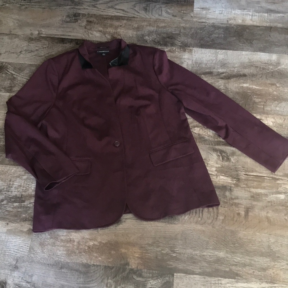 Lane Bryant Burgundy Blazer with Black Collar